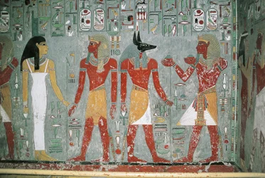 Egypt, Luxor, Kongenes dal, Horemhebs grav, veggmaleri
