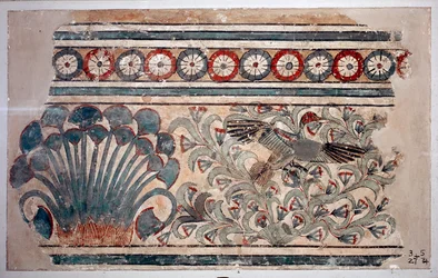Egyptisk antikvitet: fragment av freskomaleri fra palasset til Amenophis III (Amenhotep) i Malkata. 1342 f.Kr. Kairo, egyptisk museum