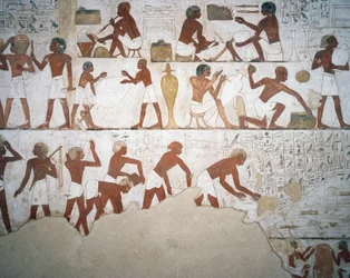 Pottemakere og arbeidere, freskomaleri, kapell, Rekhmires grav (TT100), Sheikh Abd el-Qurna, Theben (Unescos verdensarvliste