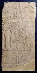 Klagescene under en begravelse, fra Sakkara, New Kingdom, ca. 1330 f.Kr. (kalkstein)