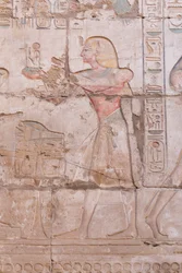 Veggrelieffer, stor hypostilhall, Karnak tempelkompleks, Luxor, Egypt