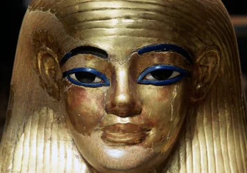 Yuyas dødsmaske, fra Yuya Tjuyas grav, Kongenes dal, Egypt, egyptisk sivilisasjon, Det nye riket, 18. dynasti, detalj