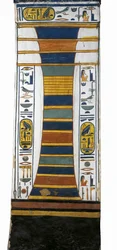 Egypt, Theben, Luxor, Dronningenes dal, Nefertaris grav, Djed-søyle som representerer Osiris' ryggrad som bærer oppstandelsesbeinmargen innenfor, fra 19. dynasti