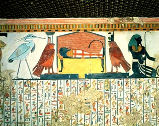 Mamma på en begravelsesseng med forskjellige guddommeligheter, fra graven til Nefertari, New rike (veggmaleri)