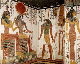 Nefertari føres fram for guden Re-Horakhty av Horus, fra Nefertaris grav, Det nye riket