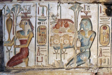 Offerscene, relieff, Ramses II-tempelet, Abydos, Egypt, egyptisk sivilisasjon, Det nye riket, 19. dynasti (bilde)