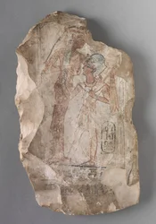 Ostracon: Ramesses II died av en gudinne, ca. 1279-1213 f.Kr.