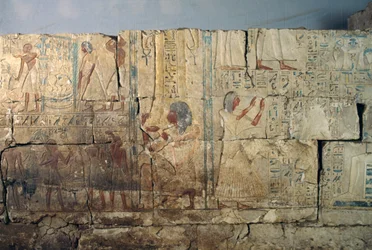 Relieff fra graven til Netcherouymes, høytstående embetsmann for Ramses II, Saqqara, Egypt, egyptisk sivilisasjon, Det nye riket, 19. dynasti