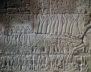 Seti Is erobringer i Syria og Palestina, relieff, ytterveggen til den store hypostylehallen, Amons tempel, Karnak tempelkompleks (Unescos verdensarvliste)