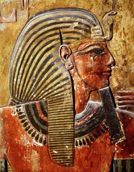 Hodet til Seti I (r.1294-1279 f.Kr.) fra graven til Seti, New Kingdom (veggmaleri)