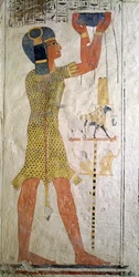 En Inmutef-prest som bringer et offer, fra graven til Ramses IX (regjerte 1126-1108 f.Kr.), Det nye riket