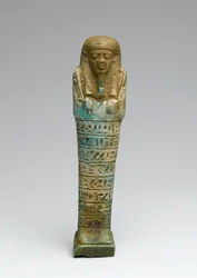 Shabti fra Psamtek, muligens fra Giza, Late Kingdom (fajanse)