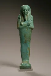 Ushabti-figur for Hekaemsaf, flåtens admiral, Amasis regjeringstid, 570-526 f.Kr. (fajanse) (se 270355 for omvendt)
