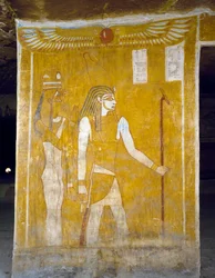 Veggmalerier fra Tomb of Pa Nentwy, Bahariya Oasis, Giza, Egypt. Egyptisk sivilisasjon, 26. dynasti, 663-525 f.Kr.