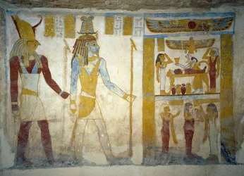 Veggmalerier fra Tomb of Pa Nentwy, Bahariya Oasis, Giza, Egypt Egyptian Civilization, 26th Dynasty, 663-525 BC