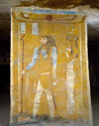Veggmalerier fra Tomb of Pa Nentwy, Bahariya Oasis, Giza, Egypt. Egyptisk sivilisasjon, 26. dynasti, 663-525 f.Kr.