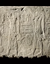 Detalj av relieff av Pehenuka, Old Kingdom, 2465-2323 f.Kr. (kalkstein) (se også 440565, 440566, 440559 og 440564)