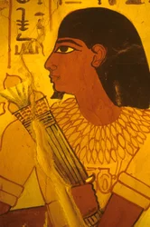 Det gamle Egypt, Sennufers grav, veggmaleri, veggmaleri, freske, Sennufer mottar lotusknopper, borgermester i Theben, tilsynsmann under Amenophis II