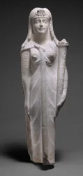 Statue av en ptolemaisk dronning, kanskje Cleopatra VII, 200-30 f.Kr. (dolomittisk kalkstein)