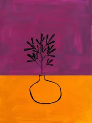 Lilla og oransje blomstervase
