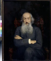 Portrett av historikeren Constantin Bestoujev Rioumine (Bestoujev-Rioumine) (1829-1897) - Maleri av Ekaterina Sergeevna Zarudnaya Kavos (1862-1918), olje på lerret (101x79 cm)