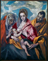 Den hellige familie med Saint Anne (maleri på lerret)