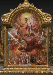 Bærbart alter: sentralpanel som viser en allegori om den kristne ridder, detalj av 2384586 (tempera grassa på panel)