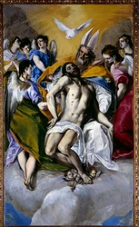 Treenighetsmaleriet av Domenikos Theotokopoulos, kalt El Greco (1540-1614), 1577, h. 3 x 1,79 m, Madrid, Prado-museet