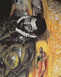 The Burial of Count Orgaz, fra en legende fra 1323, detalj av greven, 1586-88 olje på lerret detalj av 44240