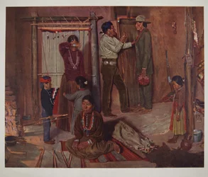 Forlater hjemmet til Carlisle Indian School (chromolitho)