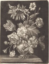Blomsterstilleben med en solsikke