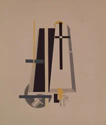 Kistemakere. Figur for operaen Victory over the sun av A. Kruchenykh, 1920-1921