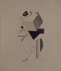 Sterk fyr. Figur for operaen Victory over the sun av A. Kruchenykh, 1920-1921