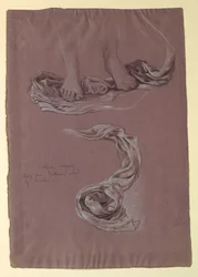 Tegning, studie av draperi «Fortune», ca. 1877