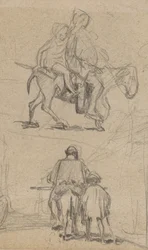 Far, sønn og esel, ca. 1859.