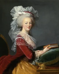 ""Portretter av Marie Antoinette (Marie-Antoinette) av Lorraine Habsburg (1755-1793) Dronning av Frankrike"" Maleri av Marie Louise Elisabeth Vigee Lebrun (Vigee-Lebrun) (1755-1842) 1785 Privat samling