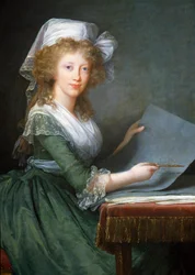 Portrett av Marie Louise av de to Sicilia (eller Bourbon-Sicilia eller Bourbon Sicilia) (1773-1802), kone til Ferdinand III, storhertug av Toscana Maleri av Marie Elisabeth Louise Vigee Le brun (eller Vigee-Lebrun eller Vigee Lebrun) ( 1755-1842) Detalj 17