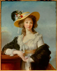 Portrett av Yolande Gabrielle Martine de Polastron, hertuginne av Polignac (1749-1793), med stråhatt, 1782, 0,92 x 0,73 m