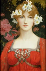 Sirkelen av hvite blomster (olje på lerret)