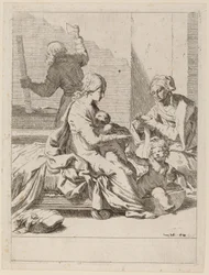 Den hellige familie med Saint Elizabeth og Saint John the Baptist