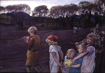 The Pied Piper, an Allegory of Spring (olje på lerret)