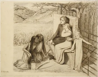 Two Lovers, 1854 (penn og brunt blekk på off-white papir)