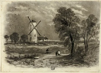 Landskap med vindmølle
