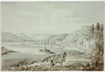 På Rhinen (recto), og mor og barn (verso)
