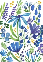 Blå blomster, 2018 (akvarell)
