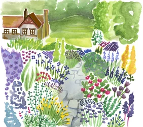 Engelsk landhage, 2018 (akvarell)