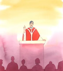 En god prest føler seg privilegert over å bli ordinert, er fylt av ærefrykt over Kristi kjærlighet, tror på alt Kirken lærer, klager aldri over sitt arbeid, er ivrig etter å gi sannheten videre, er fryktløs i forkynnelsen, forteller, 2005 (akvarell på papi