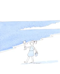 Et lykkelig, lydig barn på ferie har friheten til å gjøre en god ting på stranden, 2005 (akvarell på papir)