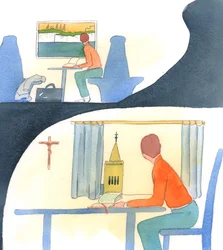 En person som adopterer et nytt land og elsker det, finner ut alt han kan, studerer dets historie, reiser til vakre steder og forsvarer det overfor andre, 2005 (akvarell på papir)
