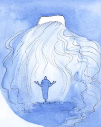 En sjel kan hilse Kristus, i Nattverden, ved å si: "Kast ditt lys innover, og gå inn (med din utgytelse av nåde)", 2001 (w/c på papir)